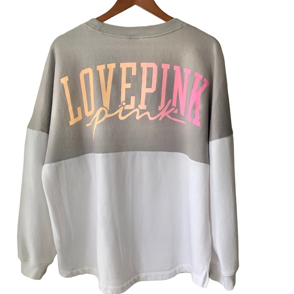 PINK Victoria's Secret Tops - Victoria’s Secret Pink Color Block Varsity Crew Sweatshirt Size XL